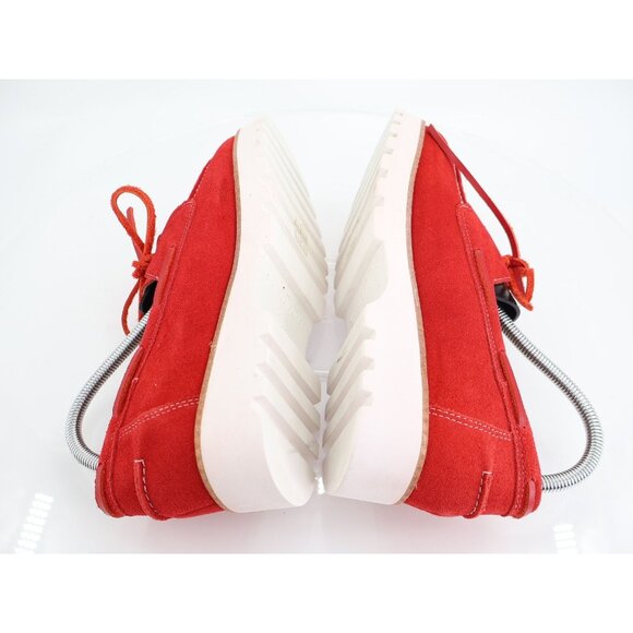 Donald Pliner Harlie Platform Loafer Boat Shoe Slip On Size 10 Red Suede - Picture 7 of 14